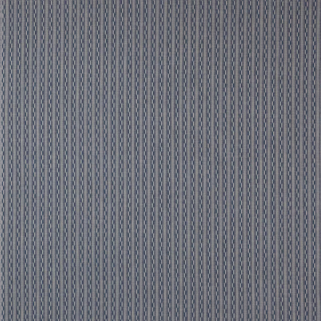Close-up of Jasper Blue striped fabric in muted slate and pale blue yarns