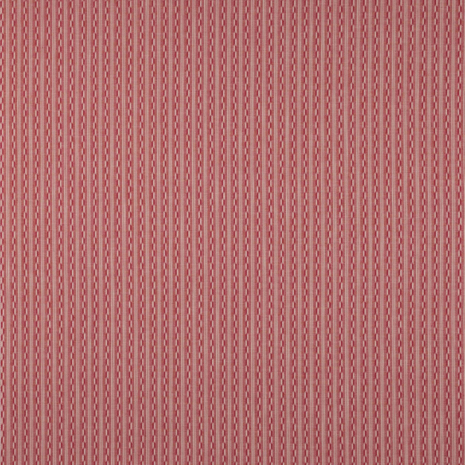 Warm coral-red striped woven fabric with narrow vertical pale bands