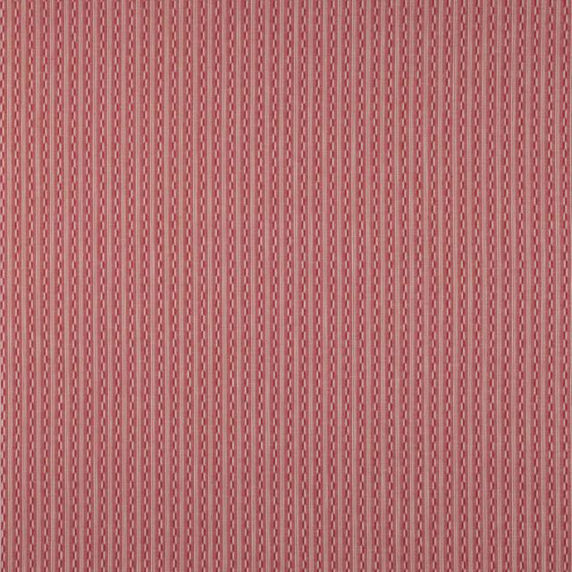 Warm coral-red striped woven fabric with narrow vertical pale bands
