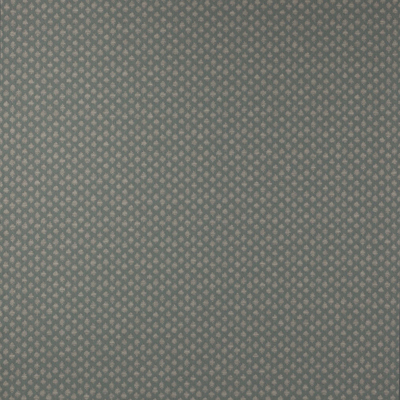 Close-up of muted aqua teal damask fabric with tiny tonal motifs