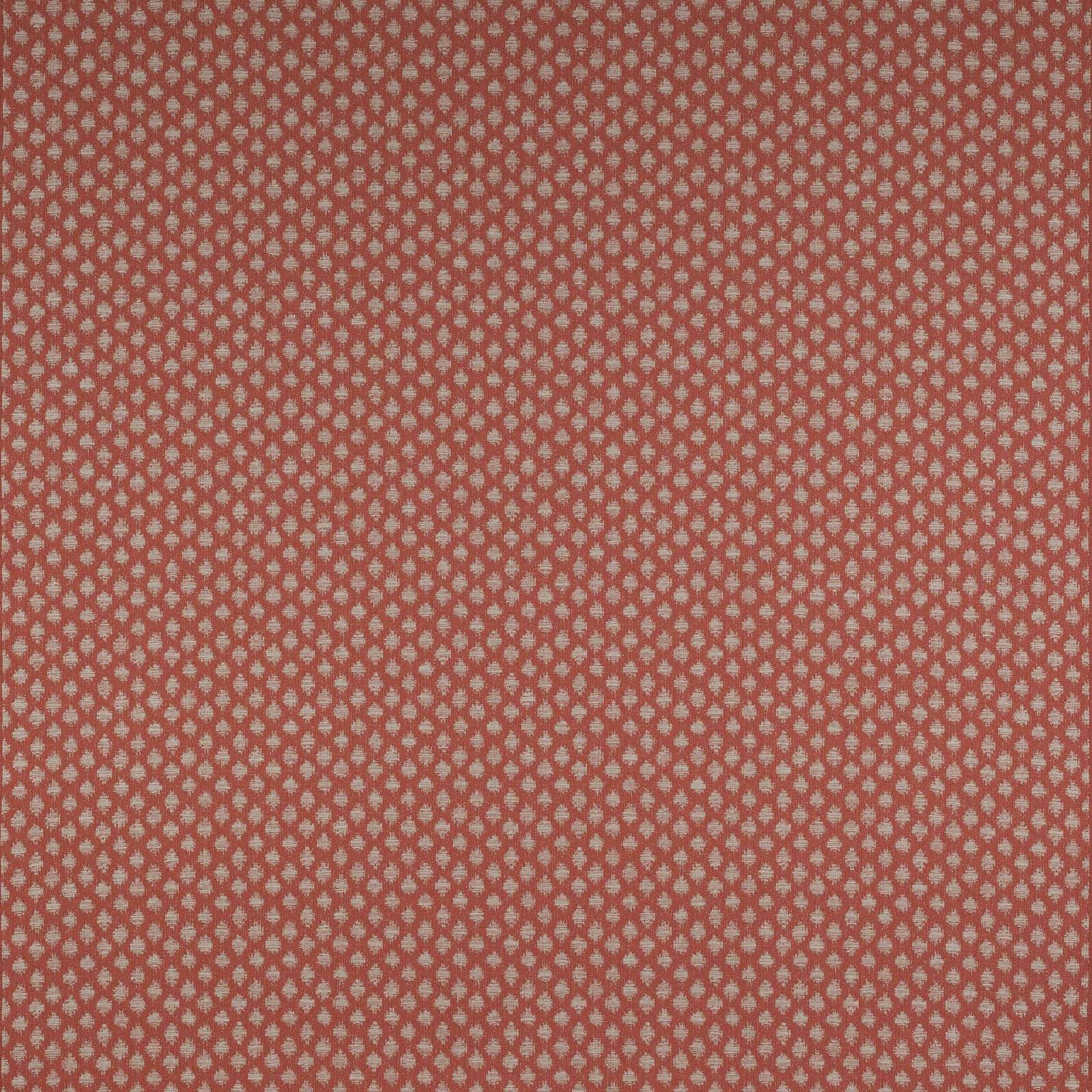 Small coral orange geometric woven fabric with tiny pale diamond motifs