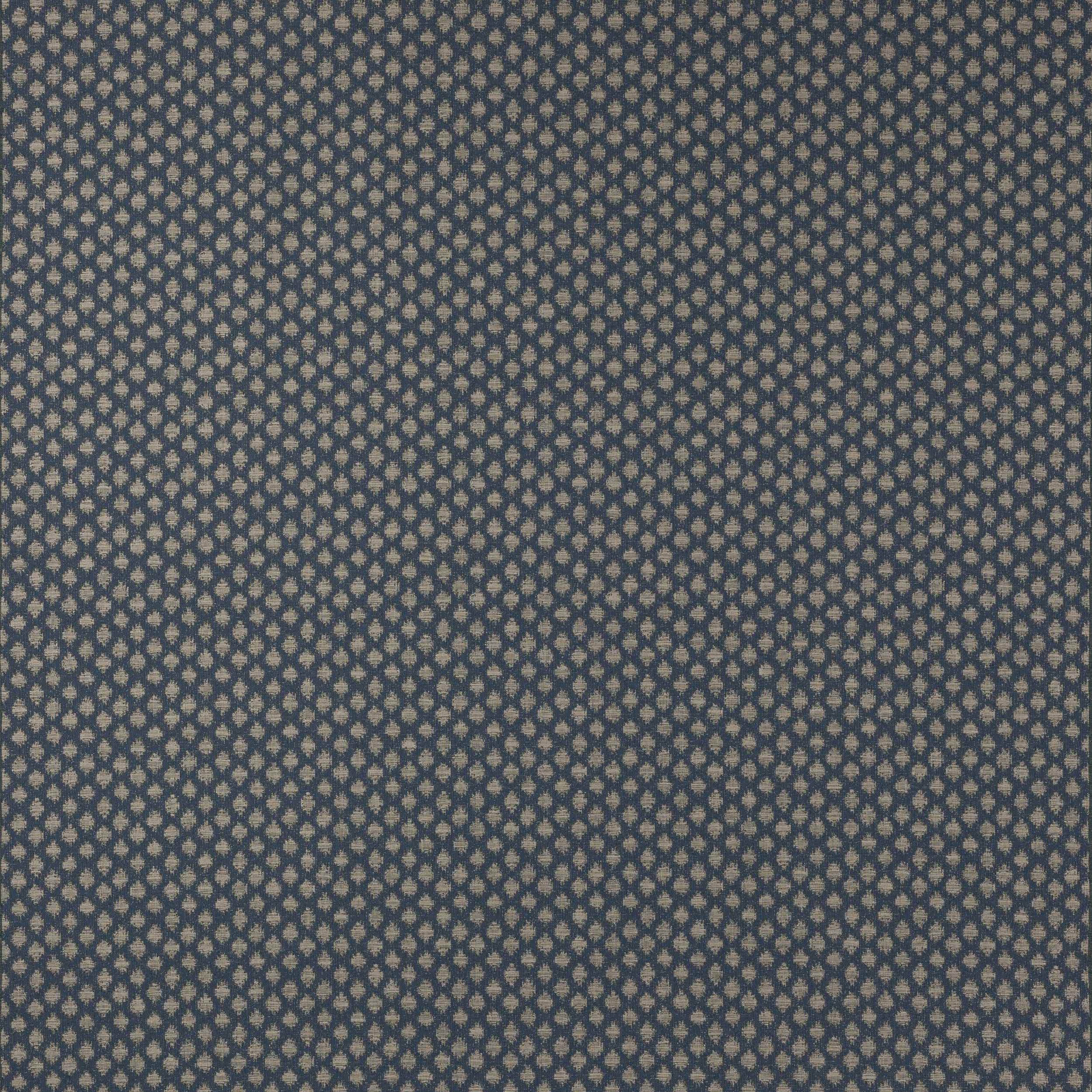 Close-up of small navy geometric woven fabric with pale motif