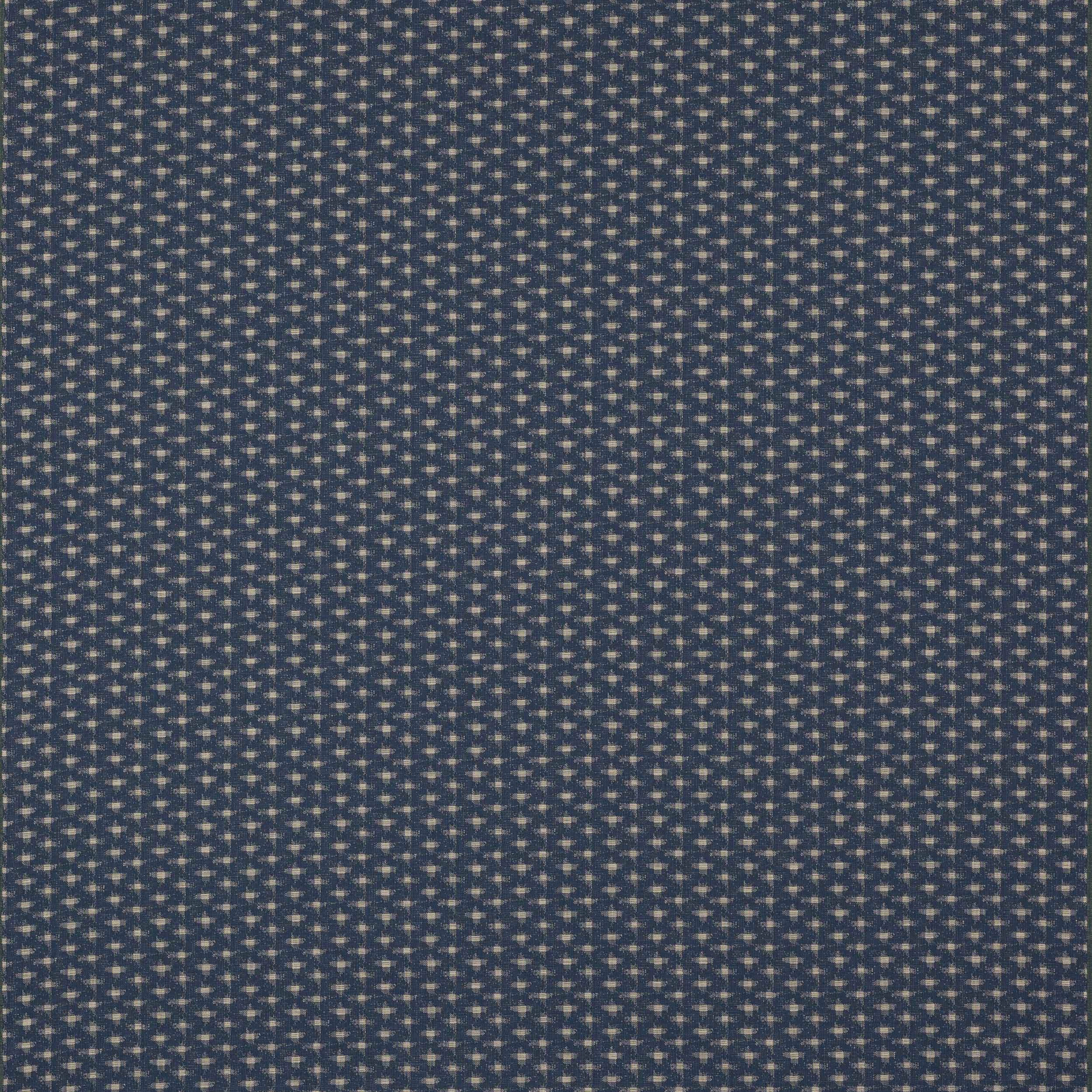 Close-up of a small navy geometric woven fabric with pale flecks