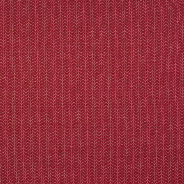 Deep raspberry red chevron weave fabric with small geometric repeat