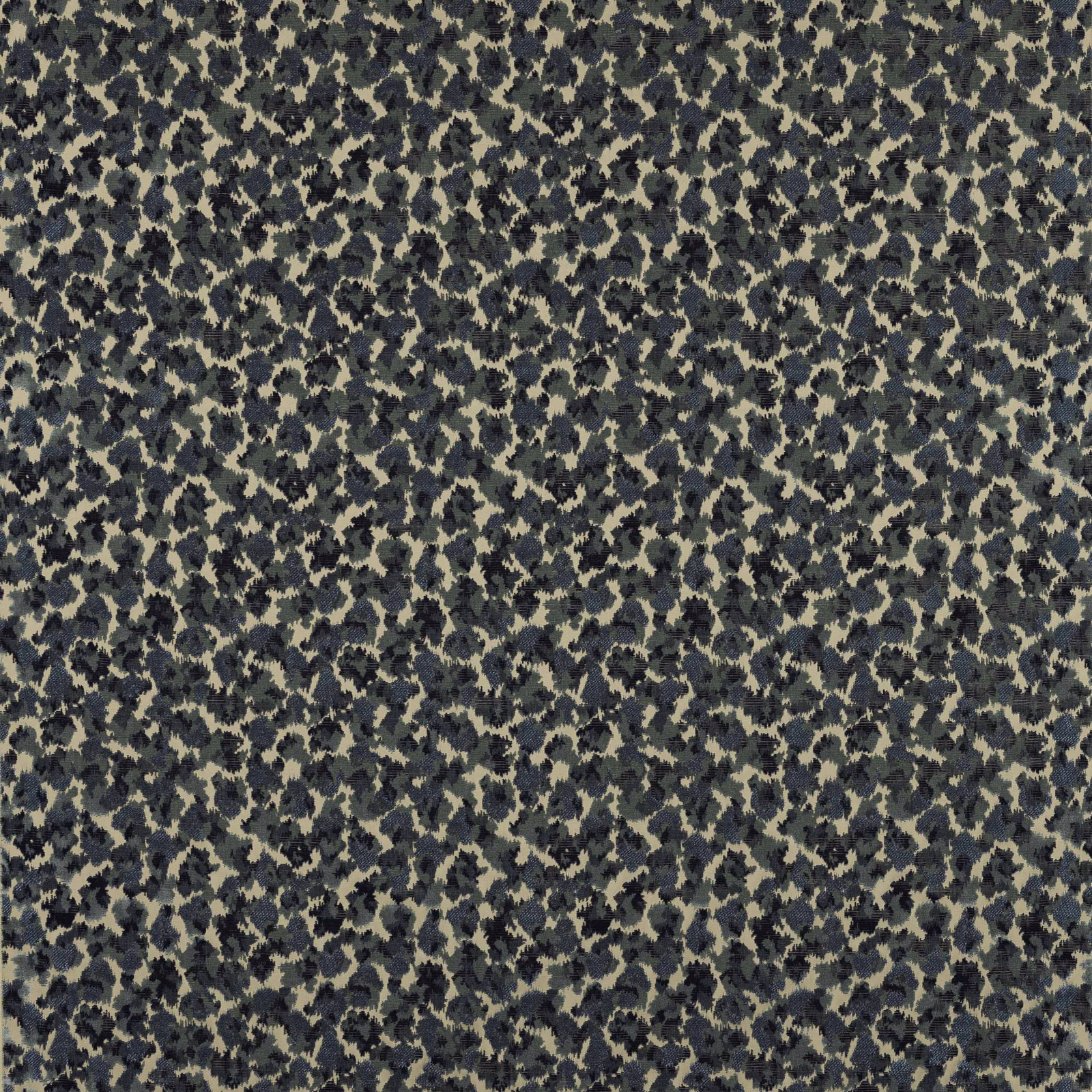 Close-up of Java Mer fabric with teal green and beige mottled pattern