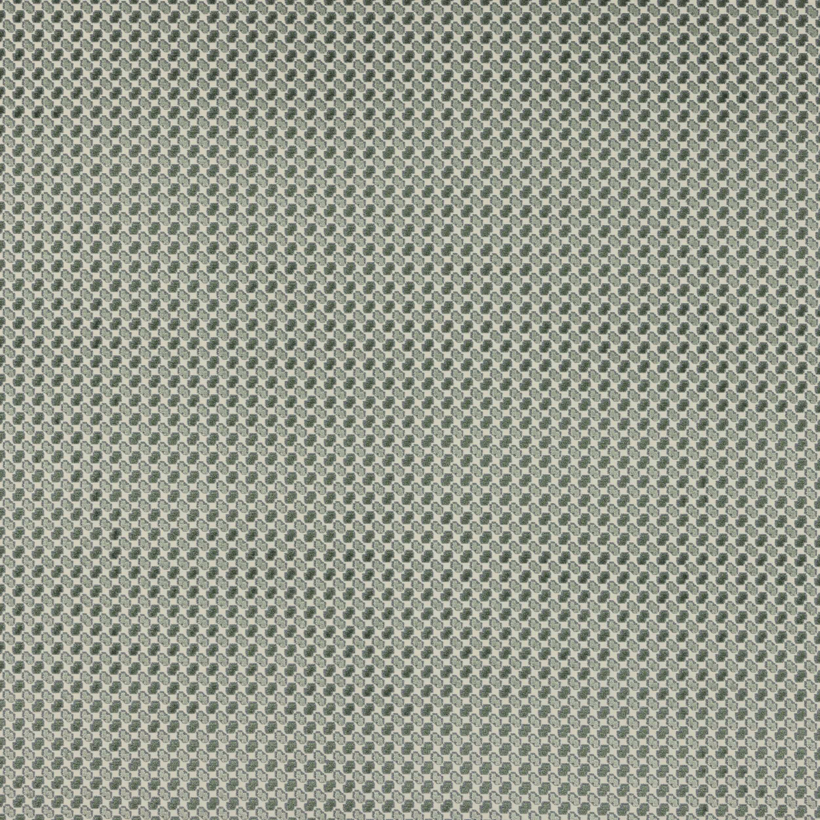 Pale green geometric woven fabric with tiny linked motif on a light ground