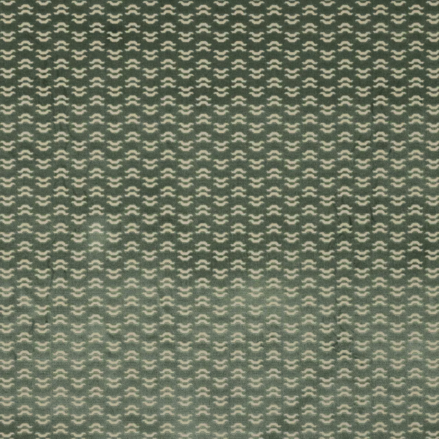 Green and cream small-scale scrolling woven fabric swatch