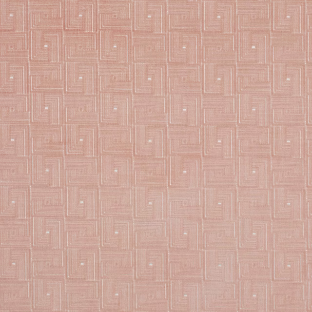 Soft blush pink geometric woven fabric with tiny pale square highlights