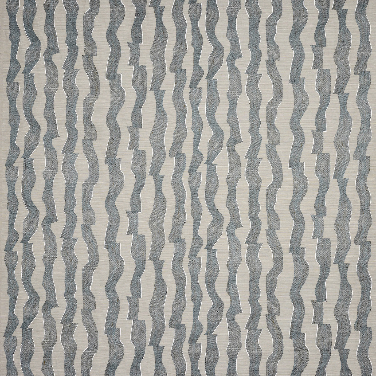 Abstract vertical wave pattern in soft sea blue on a pale neutral ground