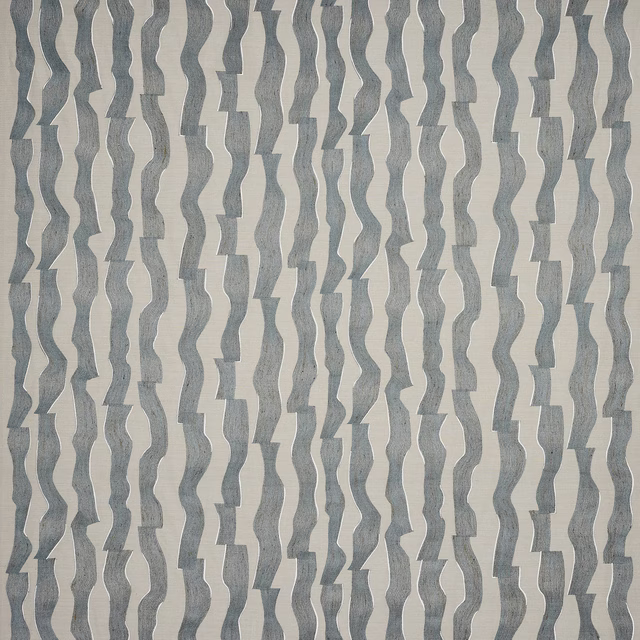 Abstract vertical wave pattern in soft sea blue on a pale neutral ground