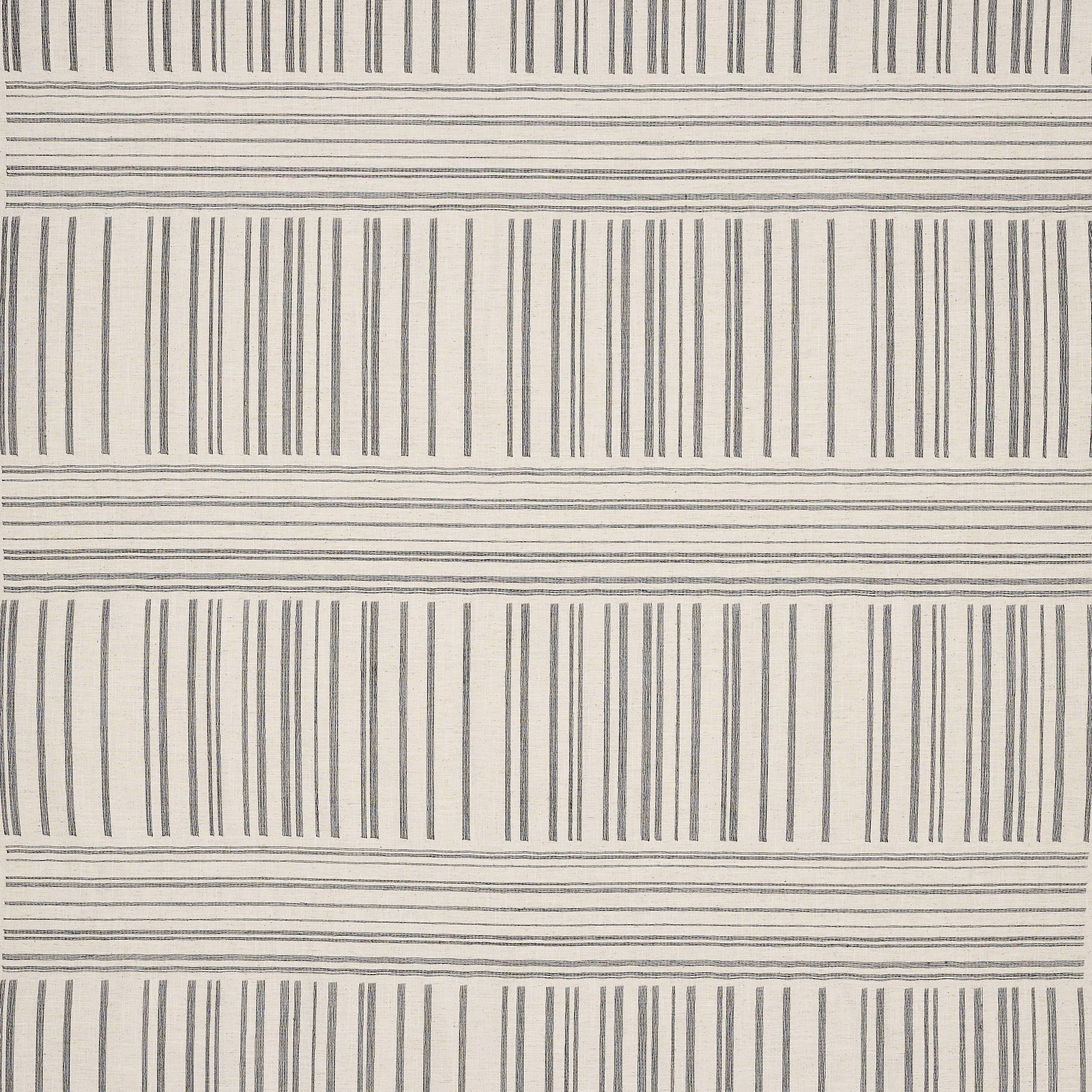 Ivory striped fabric with fine charcoal vertical and horizontal lines