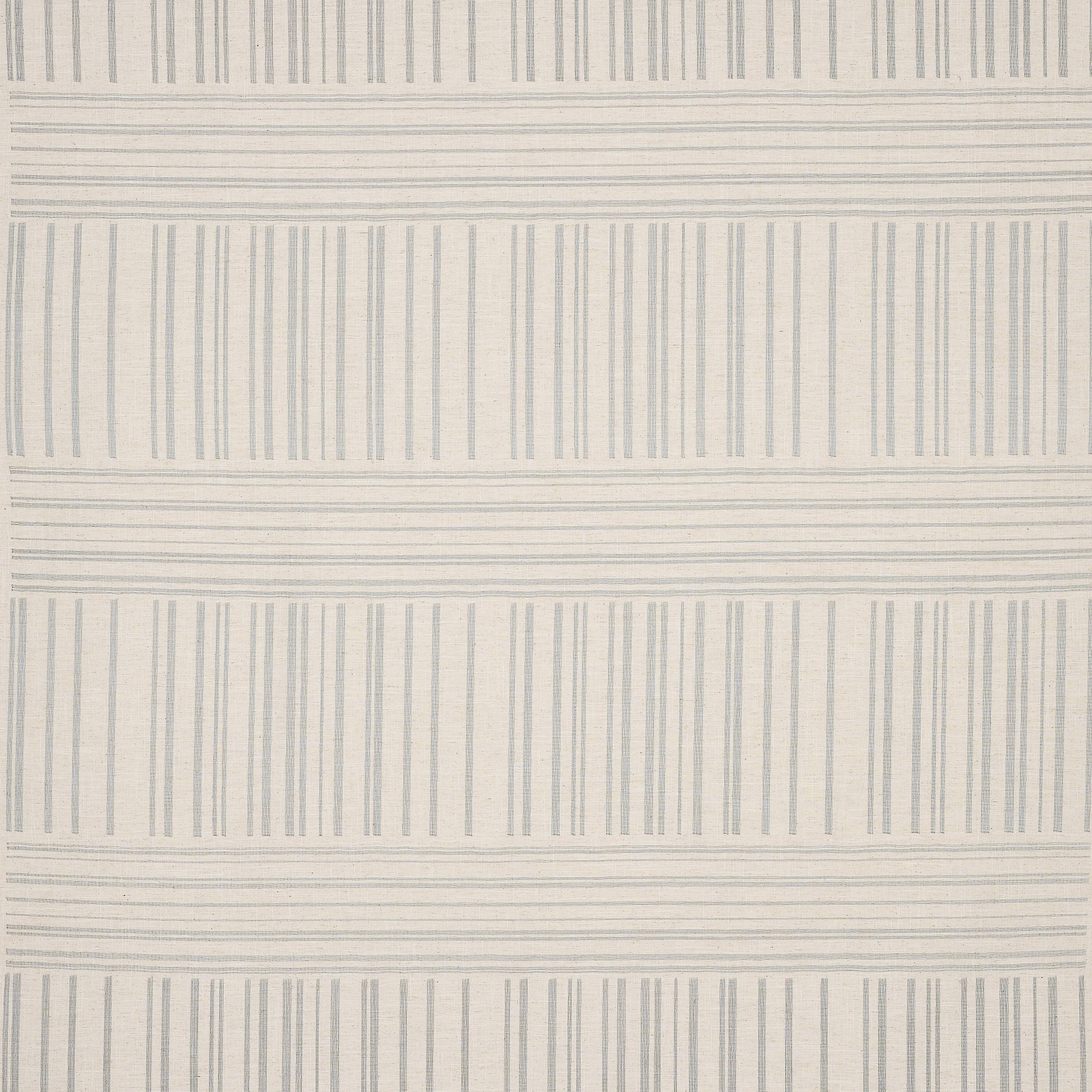 Pale ivory fabric with fine blue-grey vertical and horizontal stripes