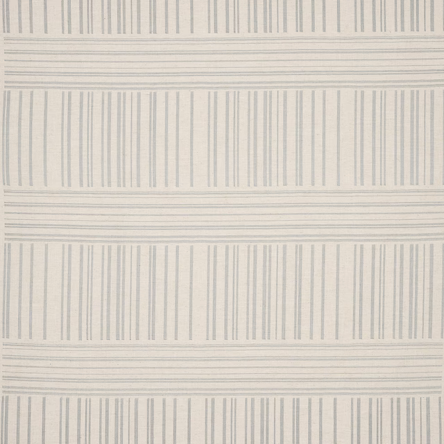 Pale ivory fabric with fine blue-grey vertical and horizontal stripes