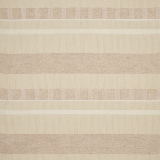 Pale shell cream striped fabric swatch with soft beige bands and subtle texture