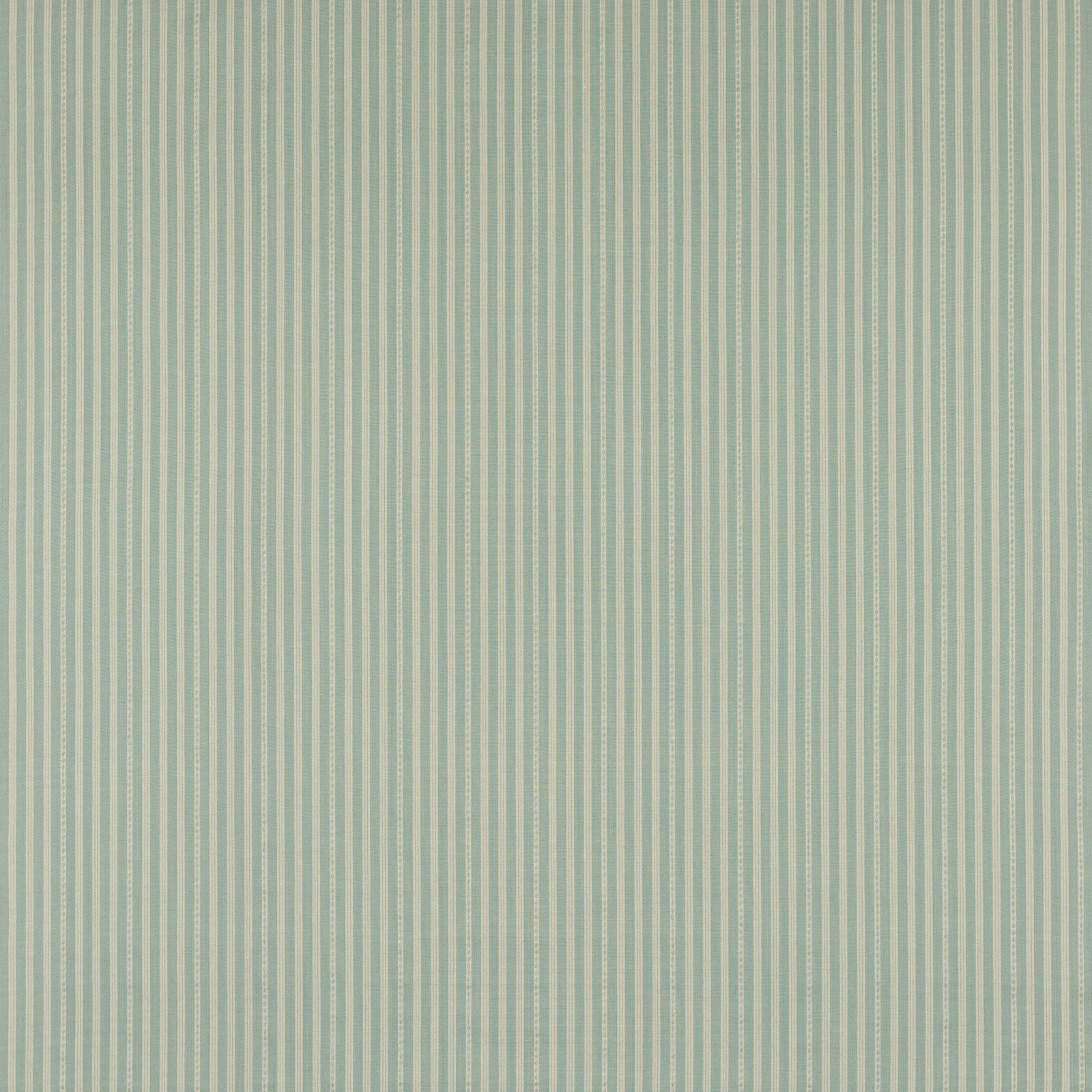 Pale aqua and cream fine vertical stripe cotton fabric sample
