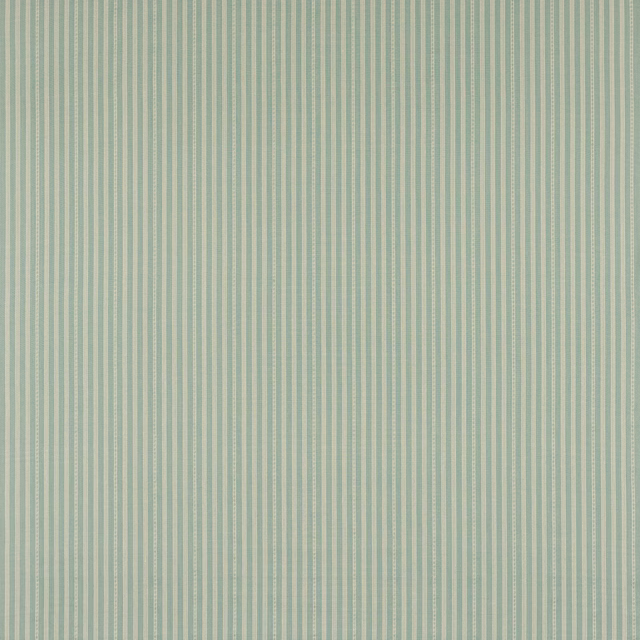 Pale aqua and cream fine vertical stripe cotton fabric sample