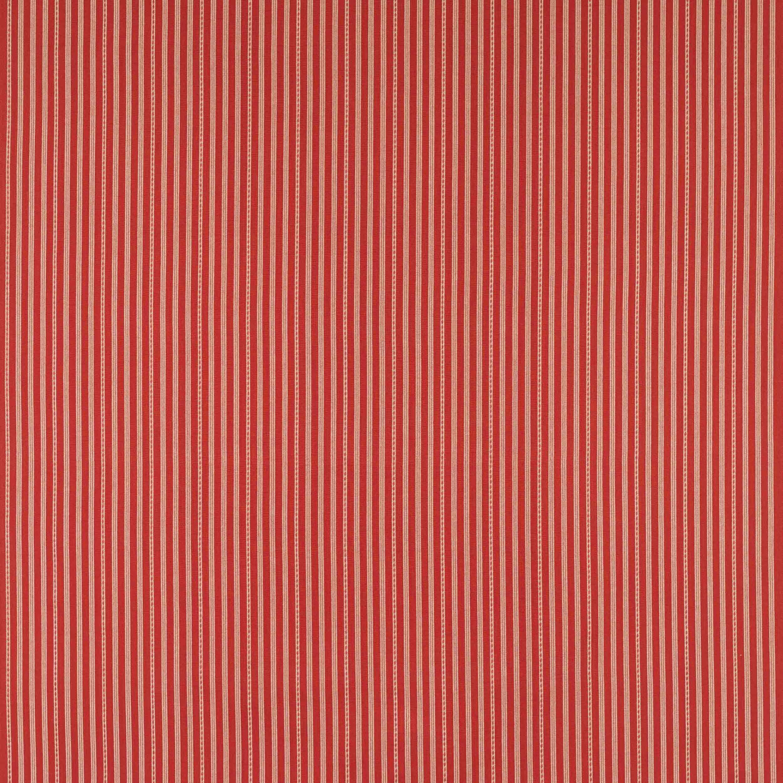 Vertical red pinstripe cotton fabric with fine pale accent stripes