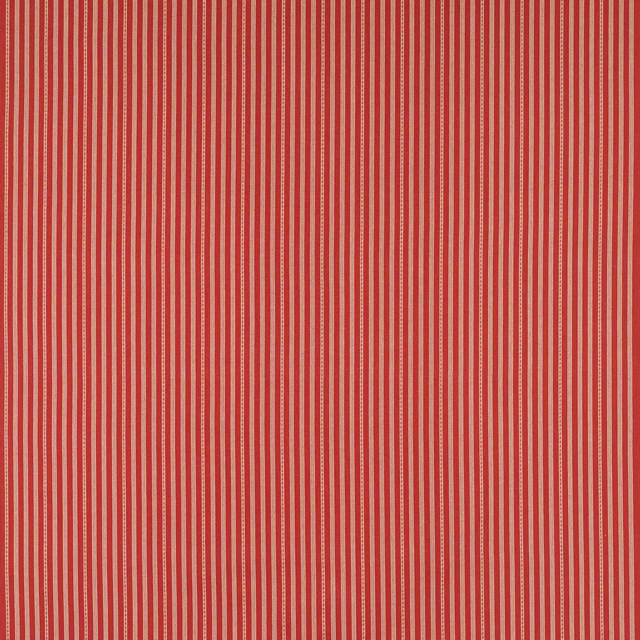 Vertical red pinstripe cotton fabric with fine pale accent stripes
