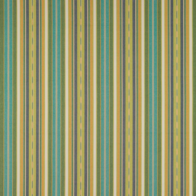 Vertical teal, olive, cream and mustard stripes woven in cotton