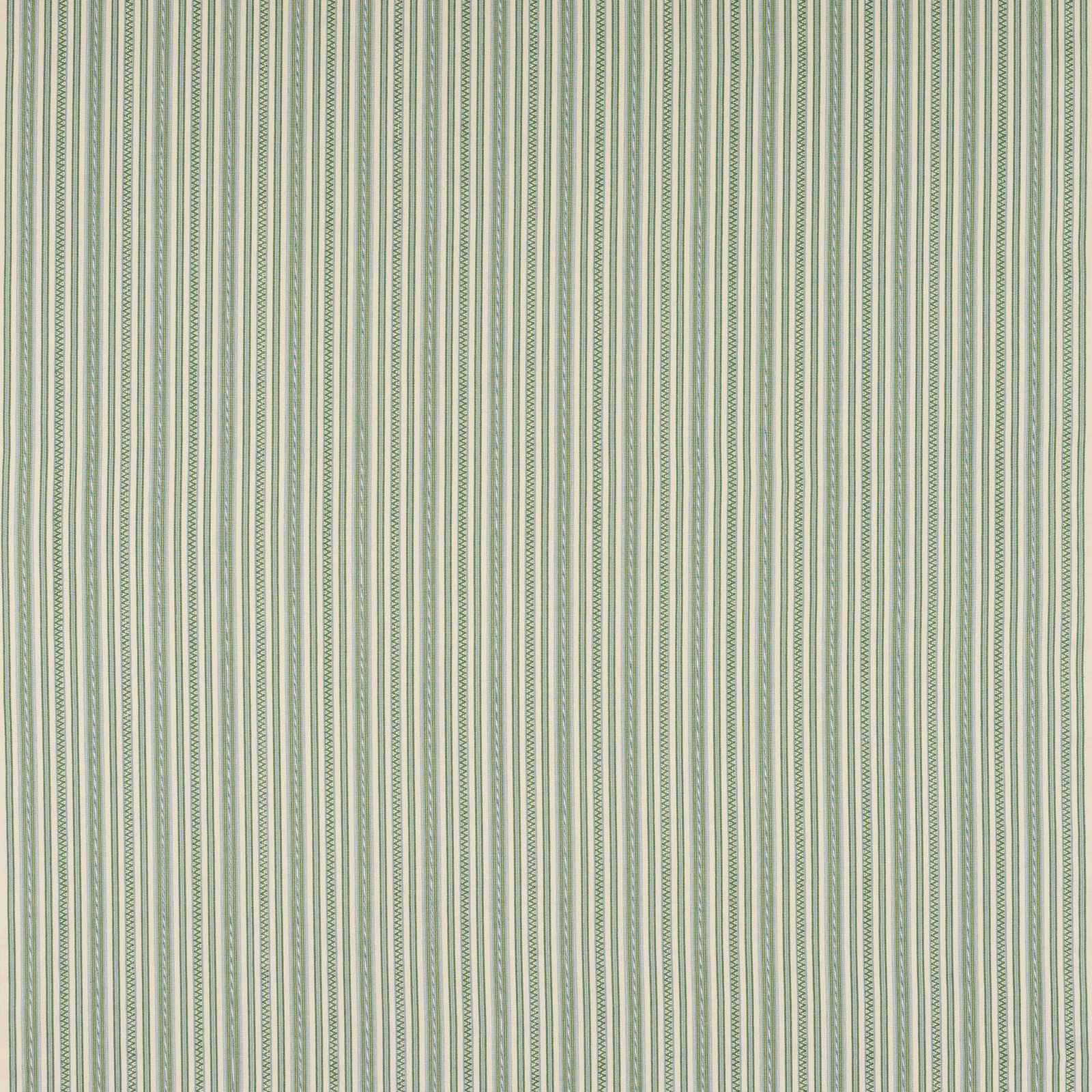 Vertical aqua and green stripe fabric with fine woven cotton texture