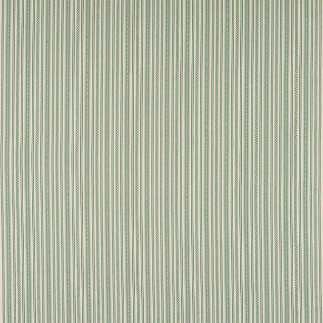 Vertical aqua and green stripe fabric with fine woven cotton texture