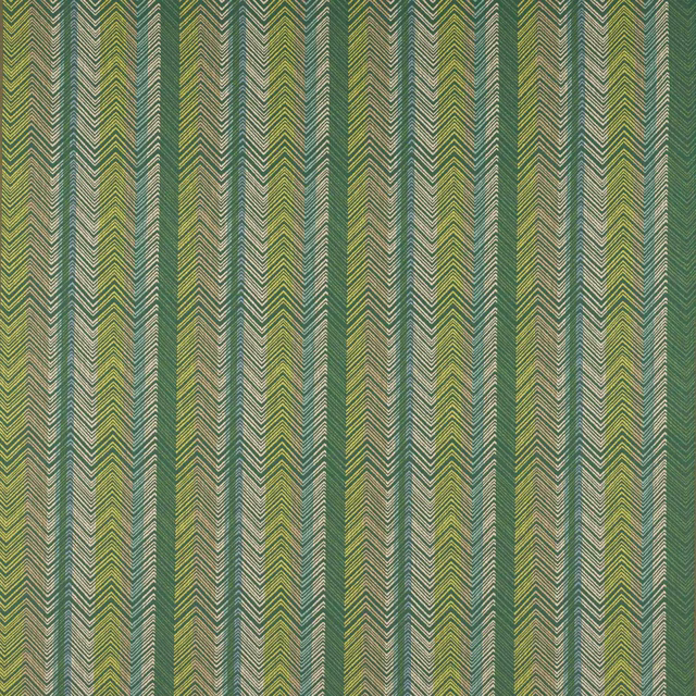 Vertical green chevron stripe fabric in olive and sage tones