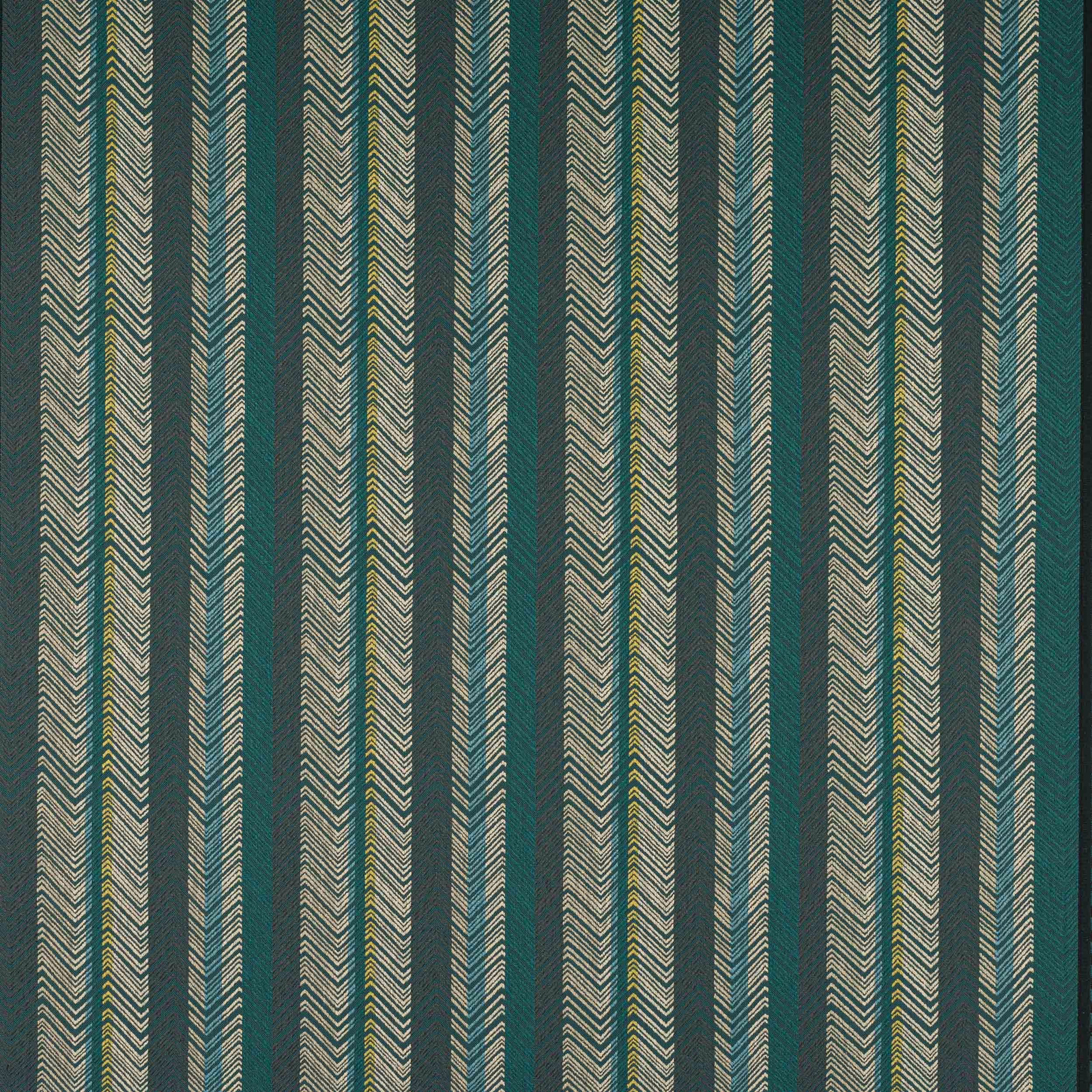 Vertical teal stripes with pale chevron detailing and lime highlights