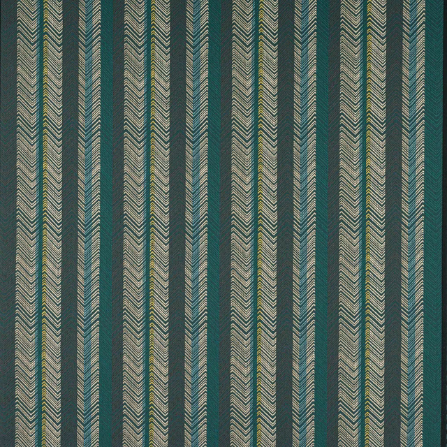 Vertical teal stripes with pale chevron detailing and lime highlights