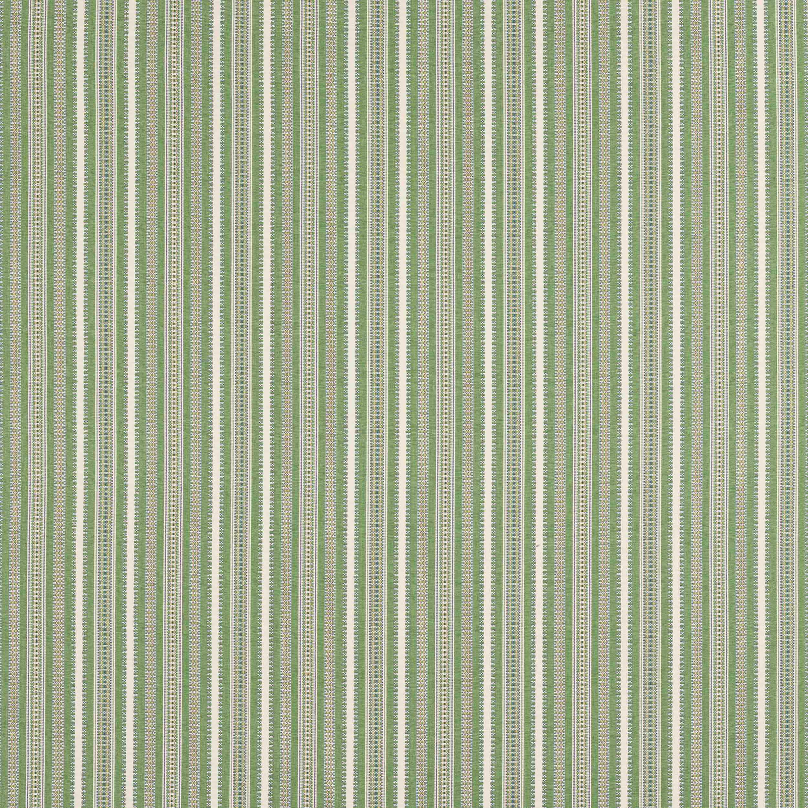 Vertical sage green and cream pinstripe cotton fabric with fine textured weave