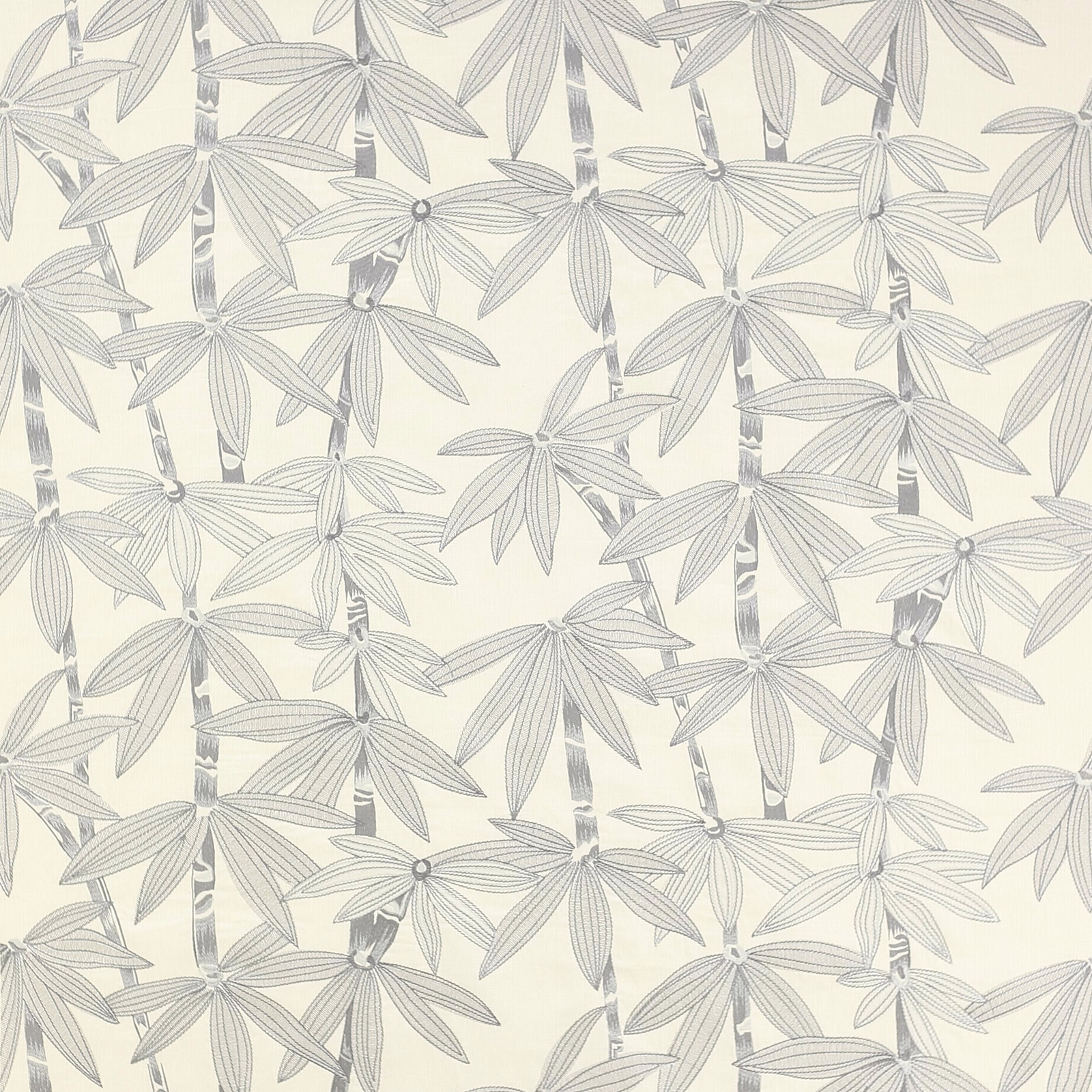 Soft silver-grey bamboo leaf print on a creamy ground