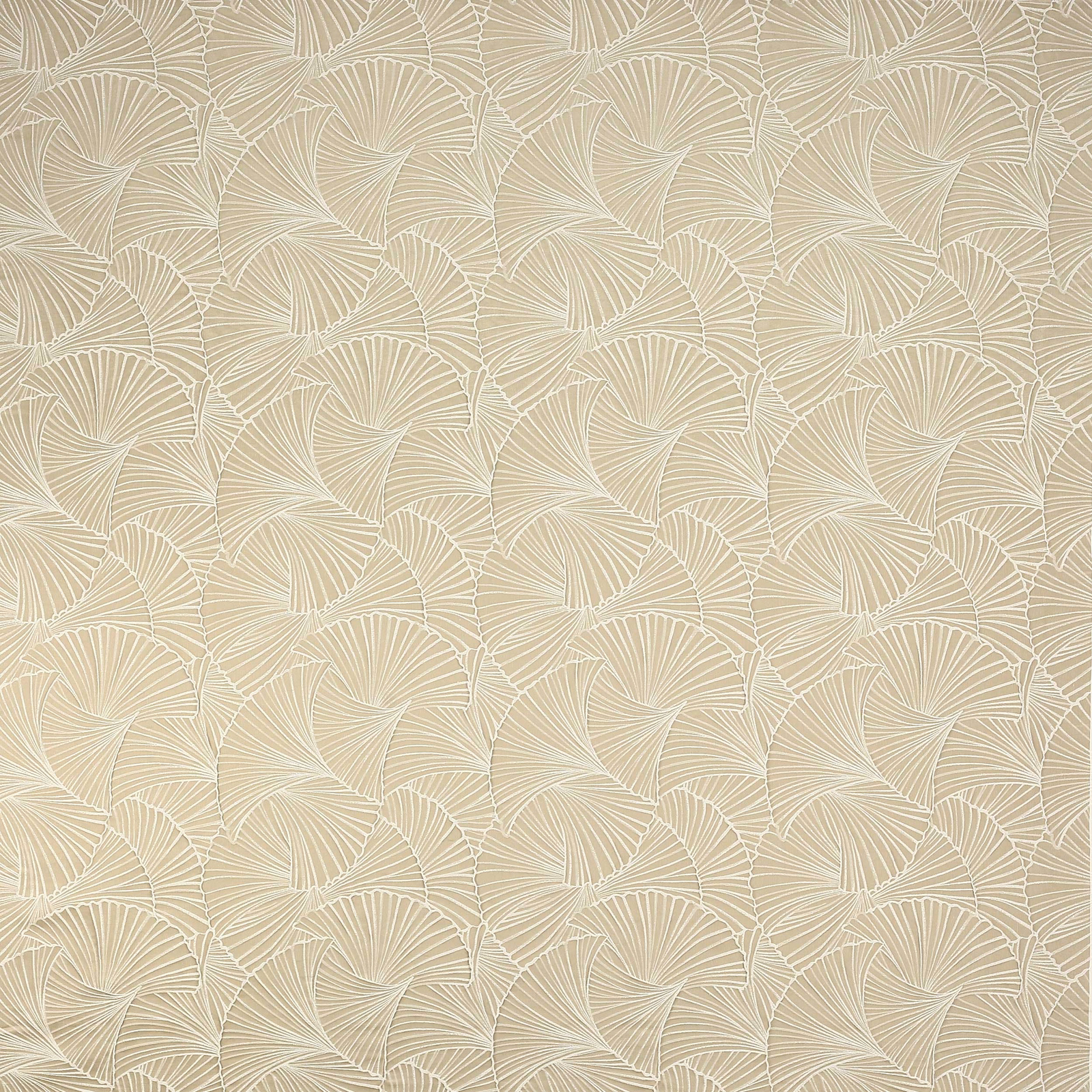 Creamy clay-beige fabric with a fine fan-like geometric weave pattern