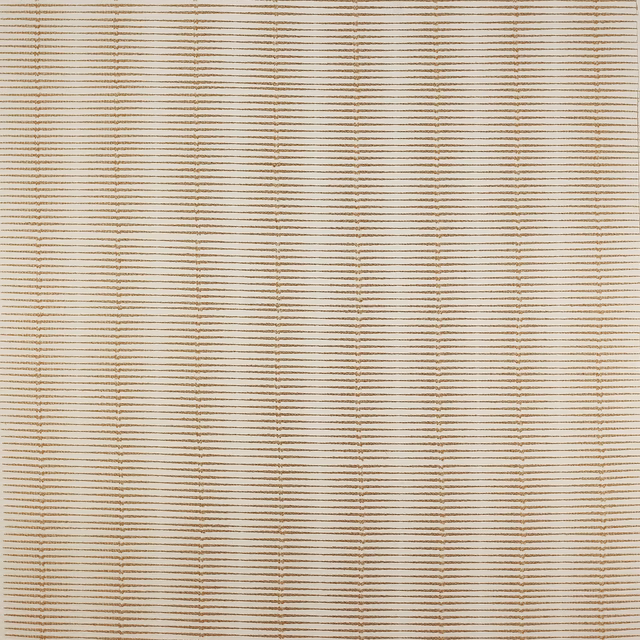 Creamy beige striped fabric swatch with fine horizontal taupe-gold lines