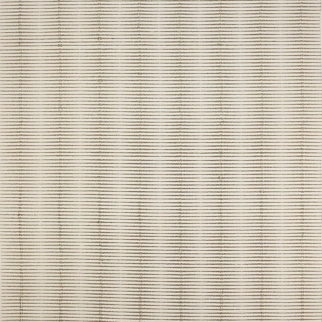 Close-up of a soft taupe woven fabric with fine horizontal stripe texture