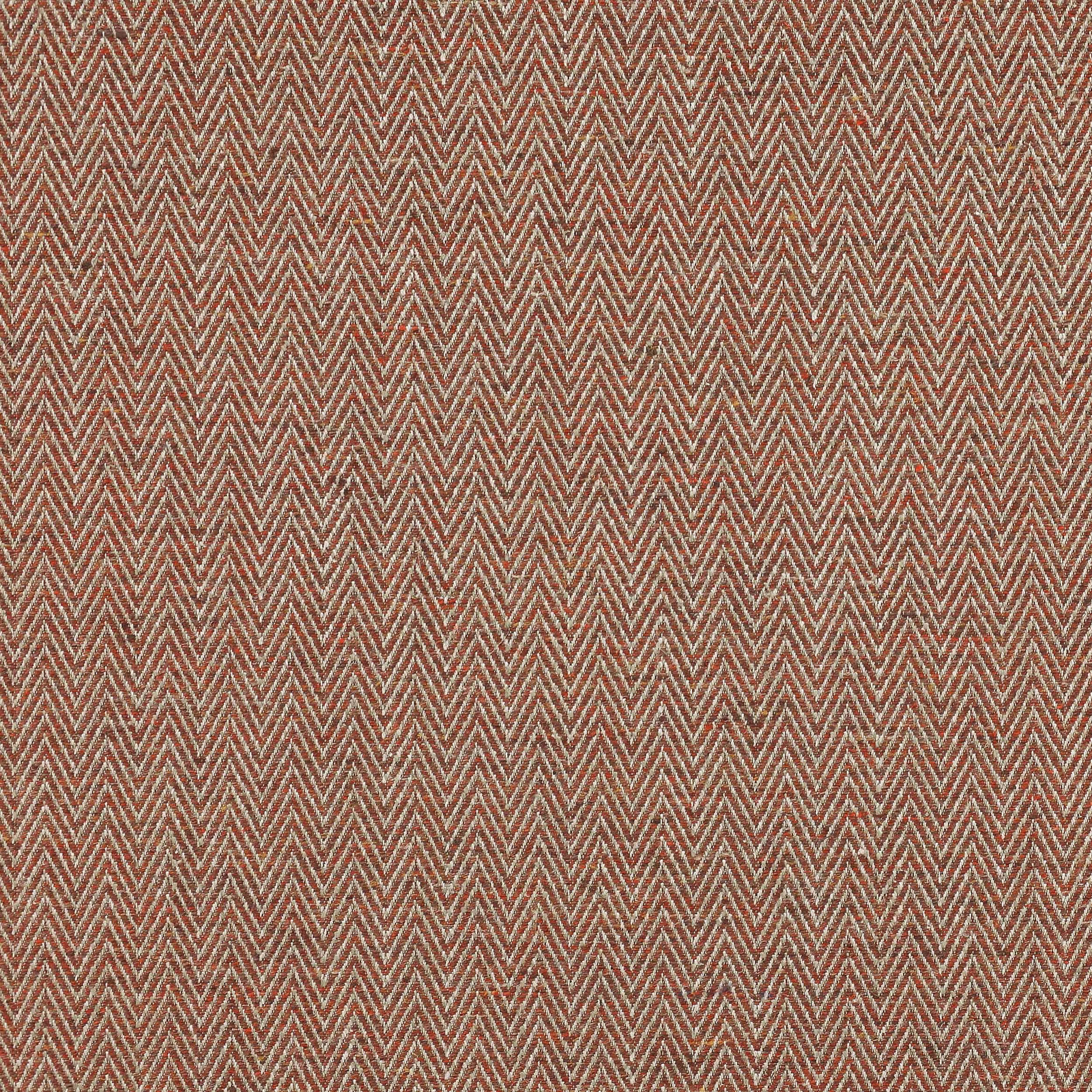 Warm terracotta-red herringbone fabric with fine zigzag woven stripe