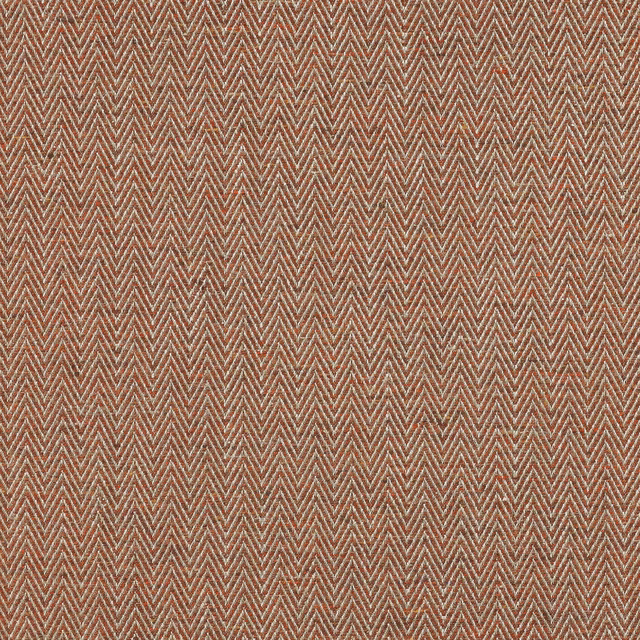 Warm terracotta-red herringbone fabric with fine zigzag woven stripe