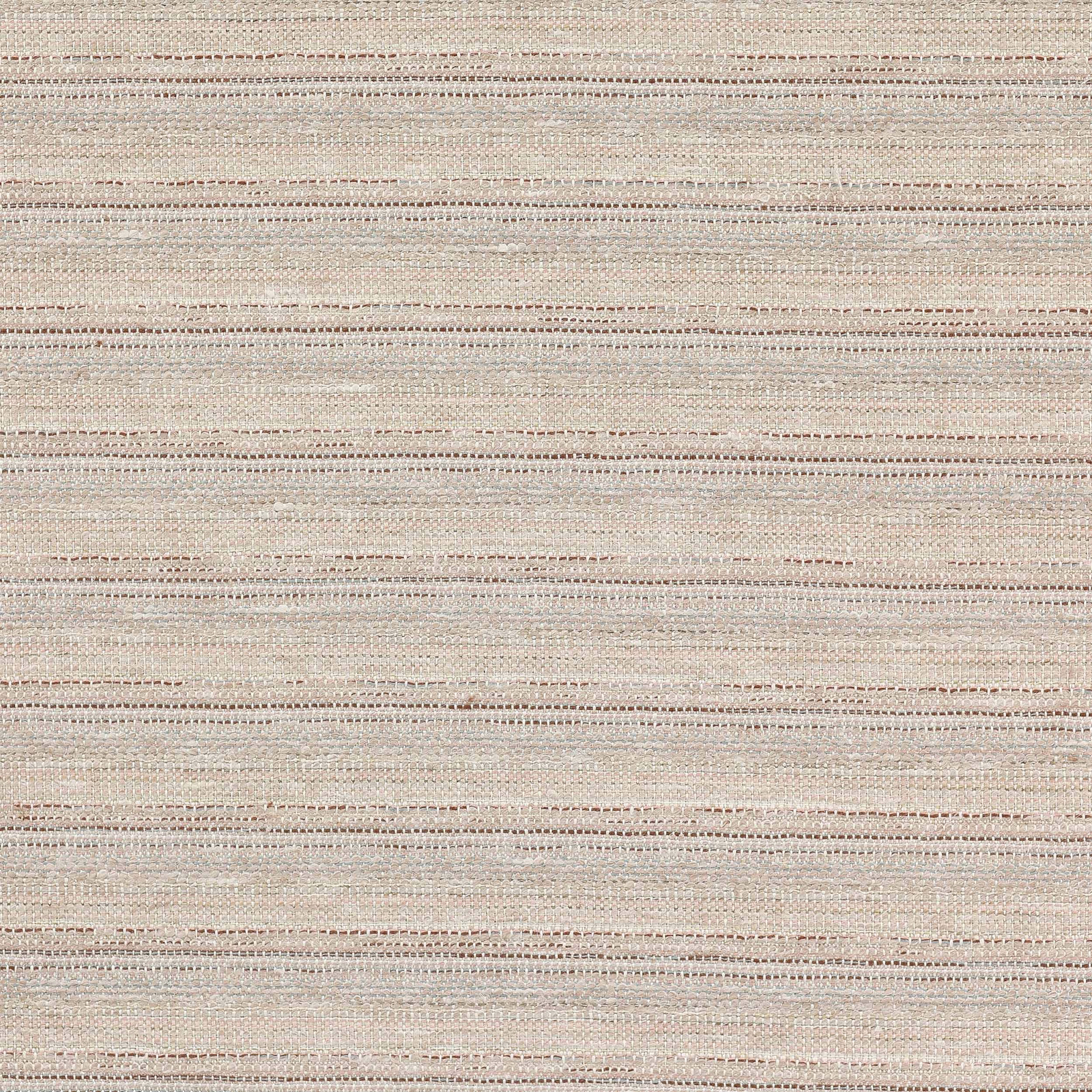 Pale blush striped fabric with fine horizontal lines and slubbed texture