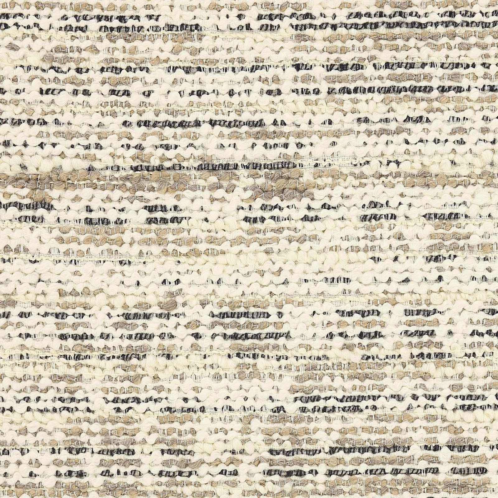 Close-up of a cream slub weave with smoky grey and beige flecks
