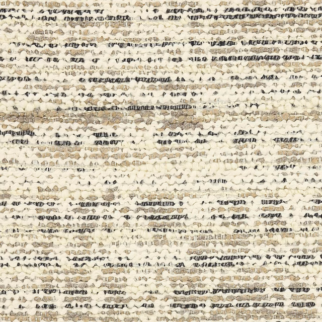 Close-up of a cream slub weave with smoky grey and beige flecks