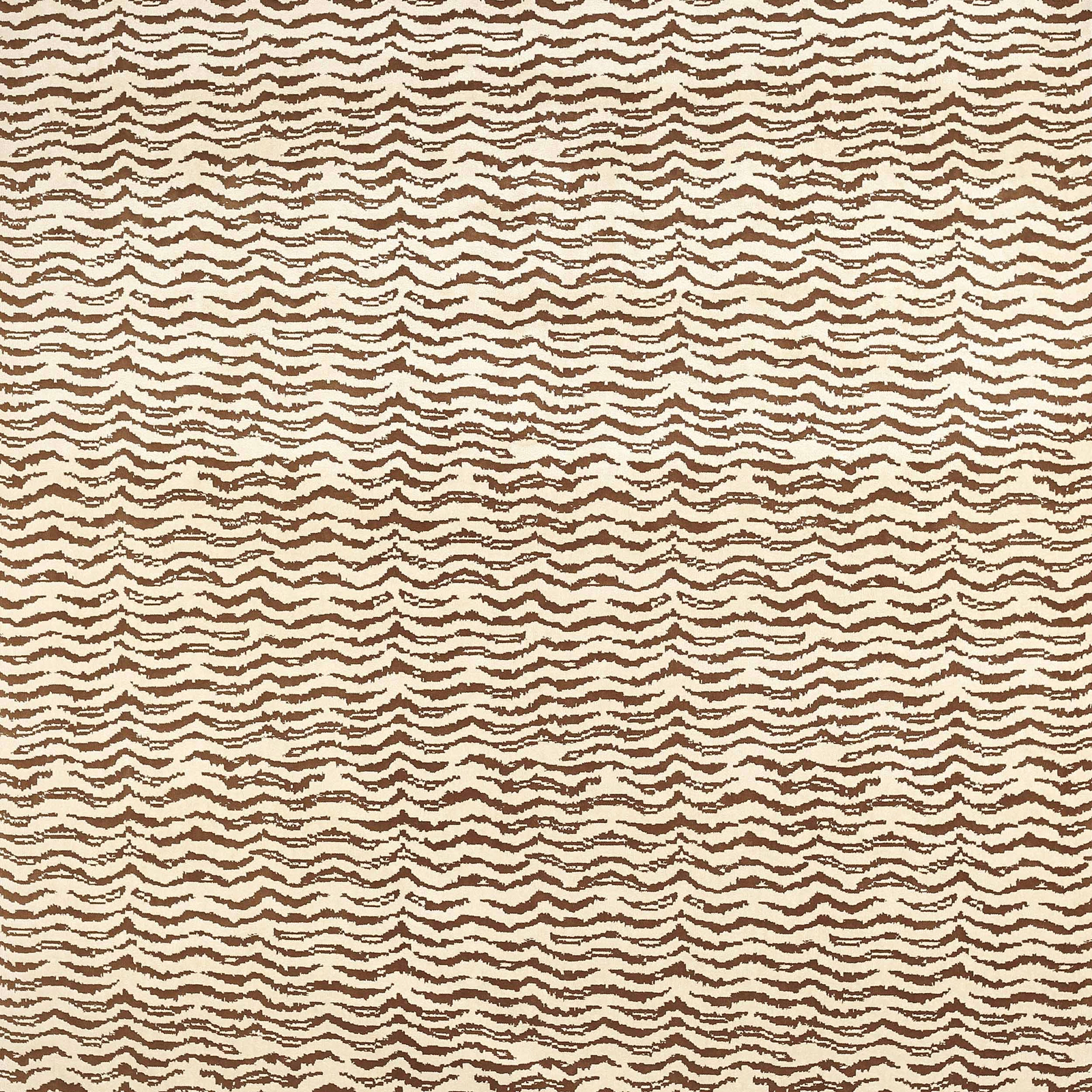 Cream and camel wavy stripe fabric swatch with a fine textured weave