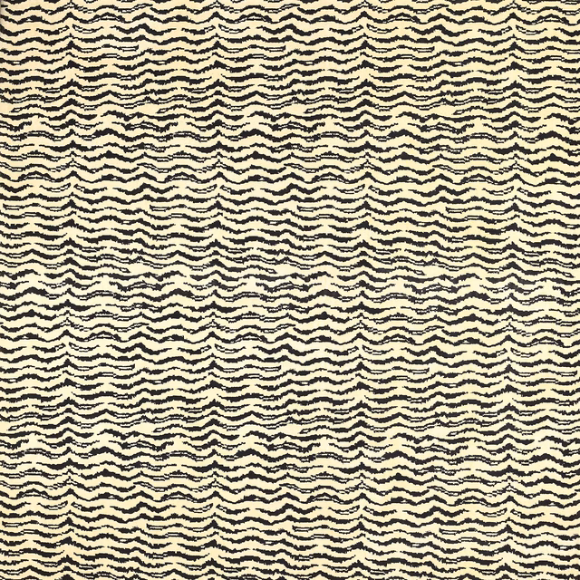 Ivory fabric swatch with charcoal wavy horizontal lines