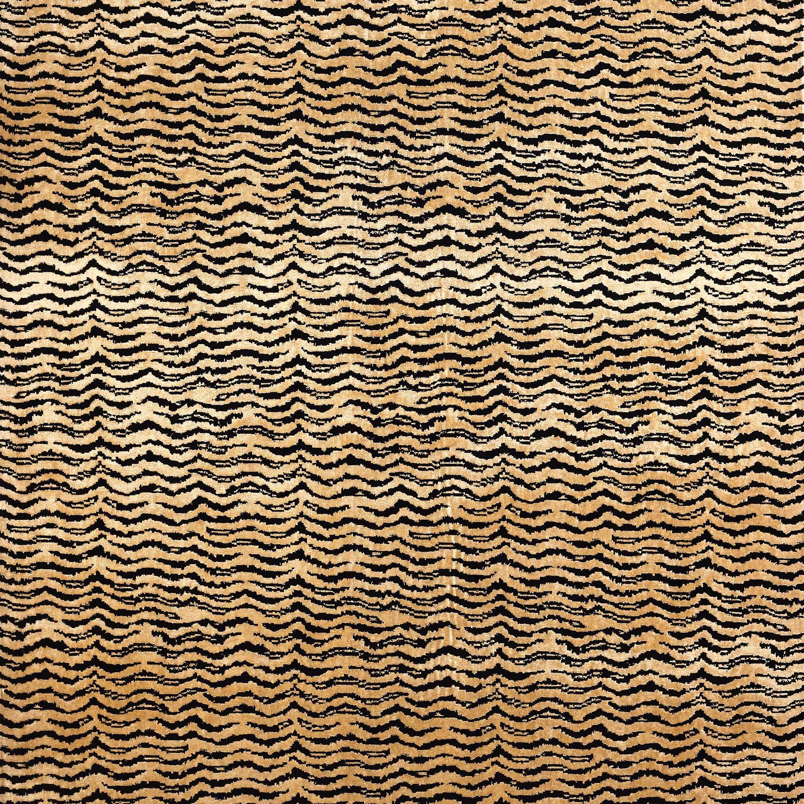 Close-up of warm ebony and tan wavy zigzag striped fabric