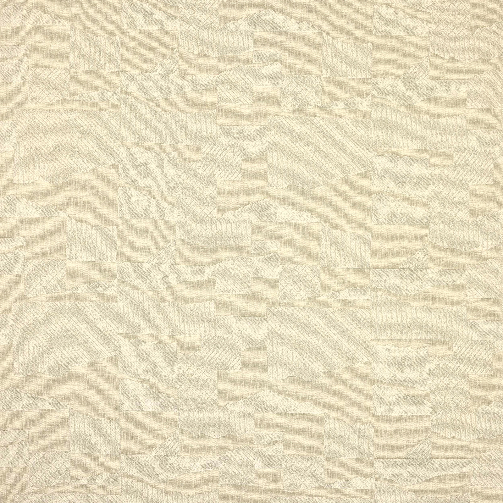 Pale cream geometric woven fabric swatch with subtle textured pattern