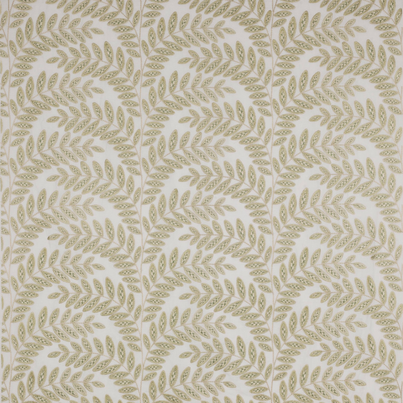 Pale sage leaf repeat on a light ground with a soft woven texture