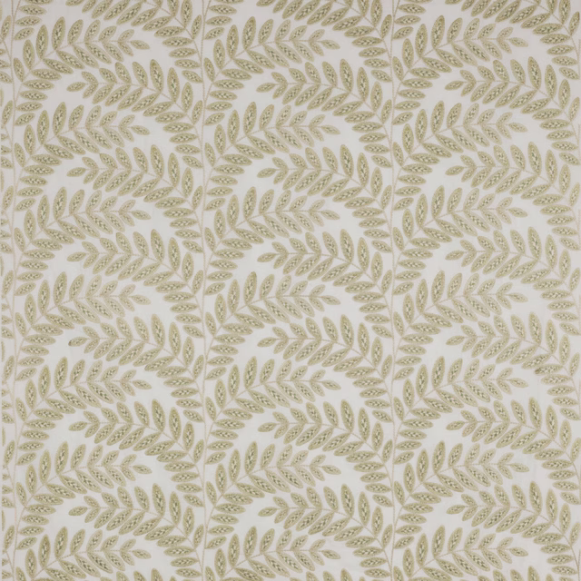 Pale sage leaf repeat on a light ground with a soft woven texture