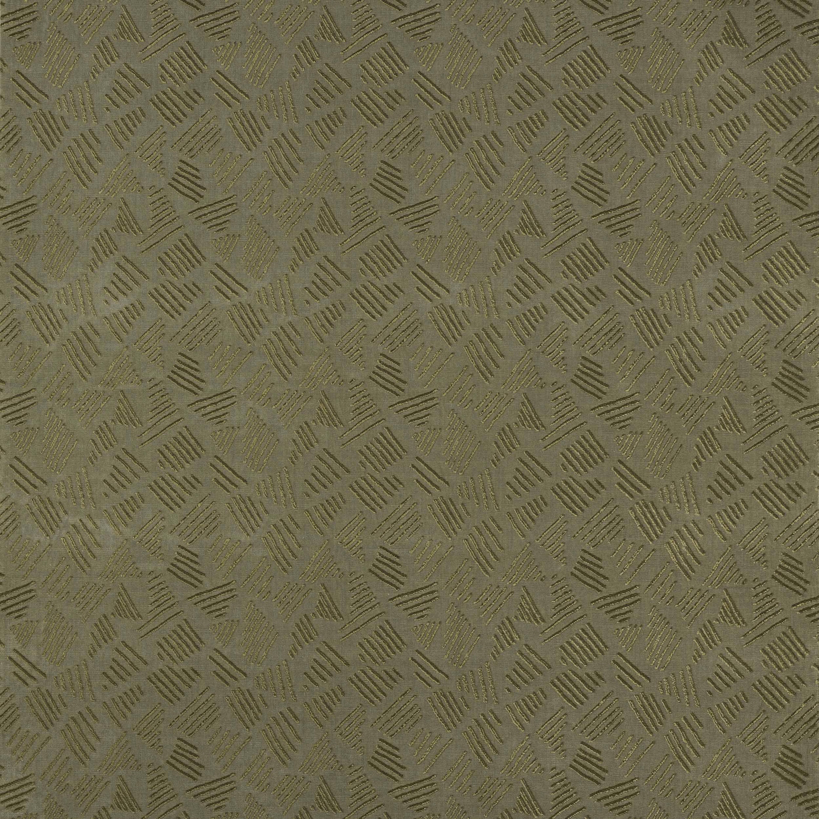 Muted antique gold geometric fabric swatch with small diagonal woven marks