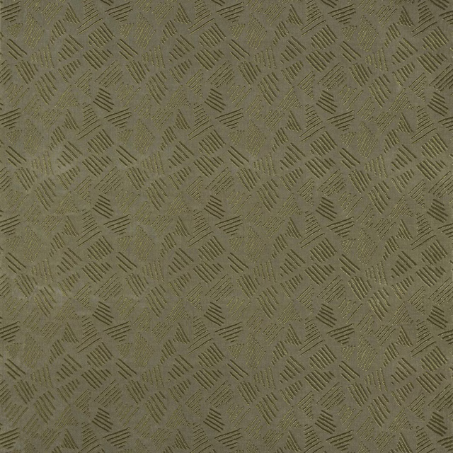 Muted antique gold geometric fabric swatch with small diagonal woven marks