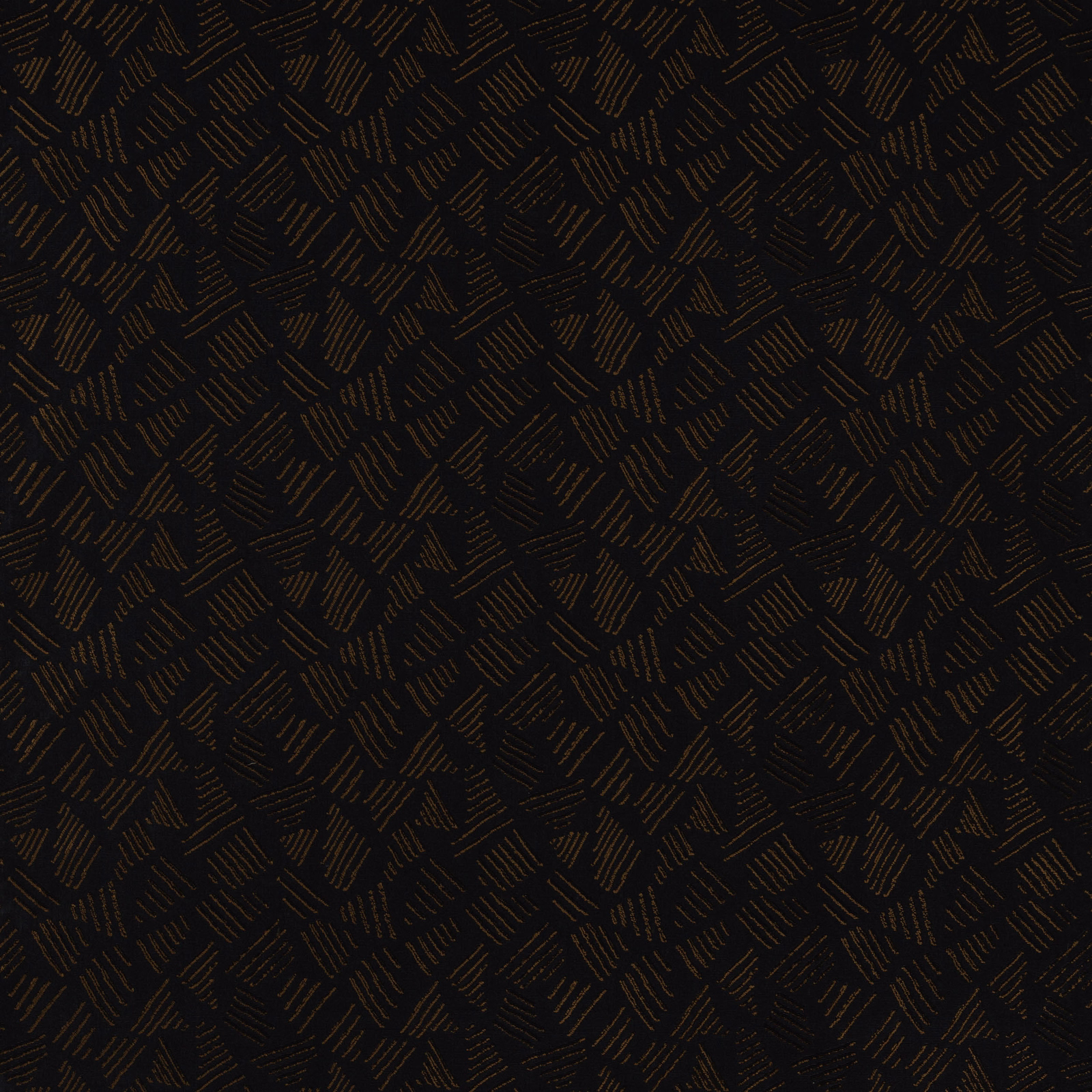 Dark brown geometric fabric with copper stitched dash motif