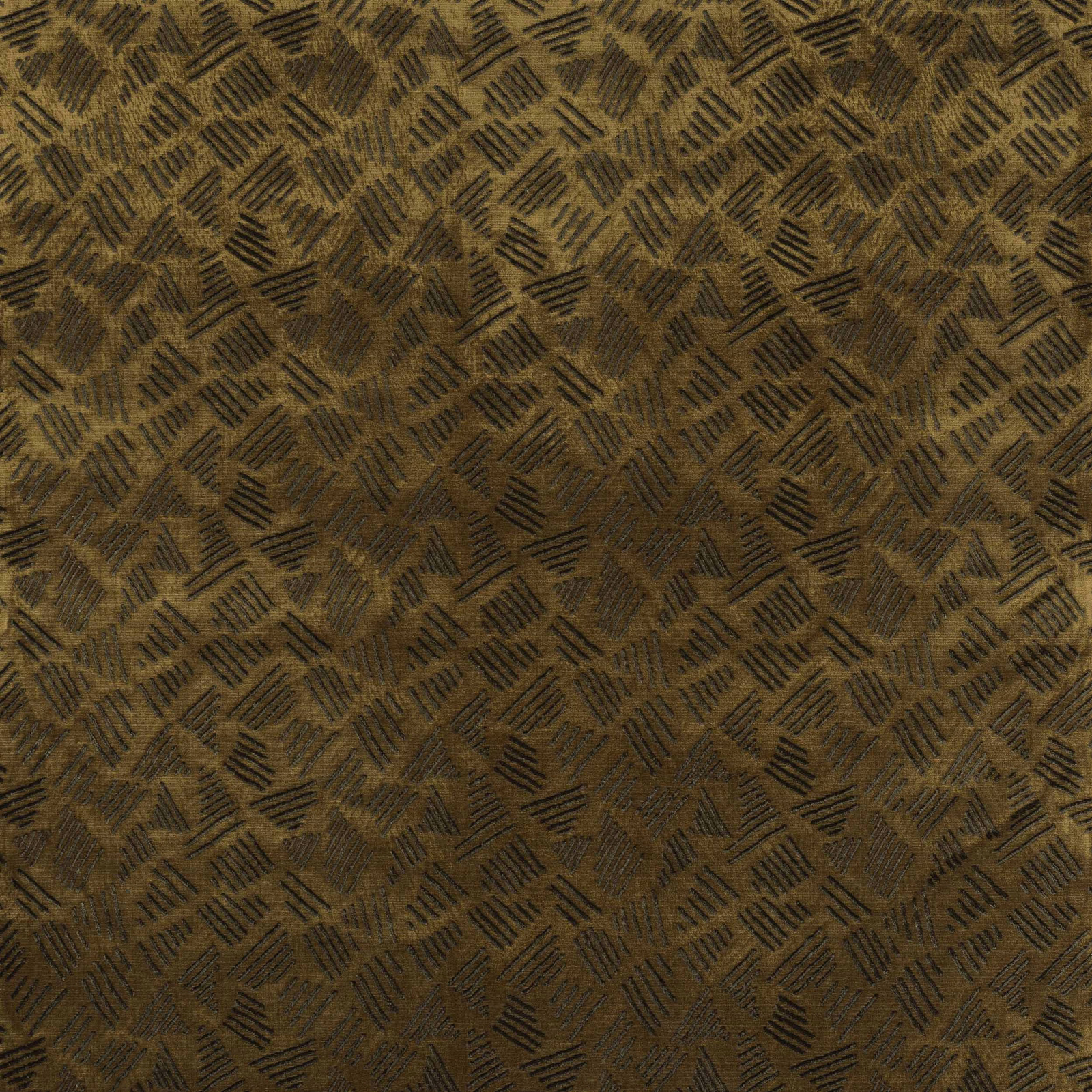 Tobacco brown geometric woven fabric with small dark striped motifs