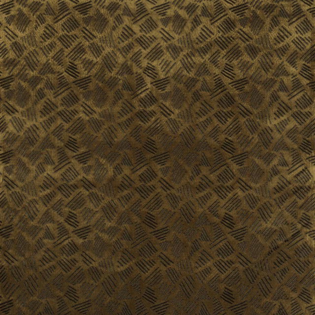Tobacco brown geometric woven fabric with small dark striped motifs