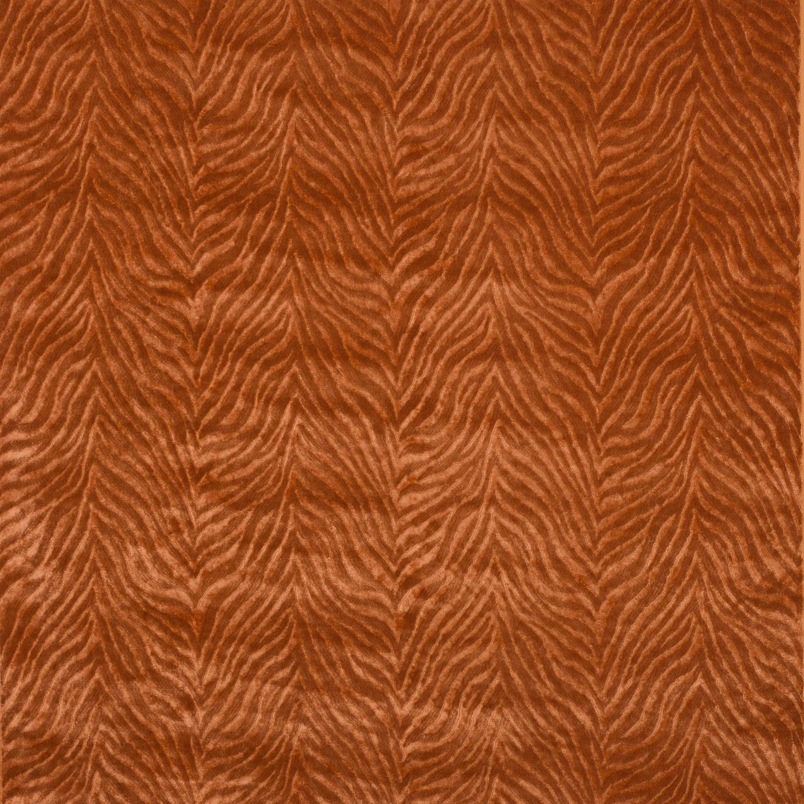 Terracotta woven fabric with leaf-like zigzag texture and subtle sheen